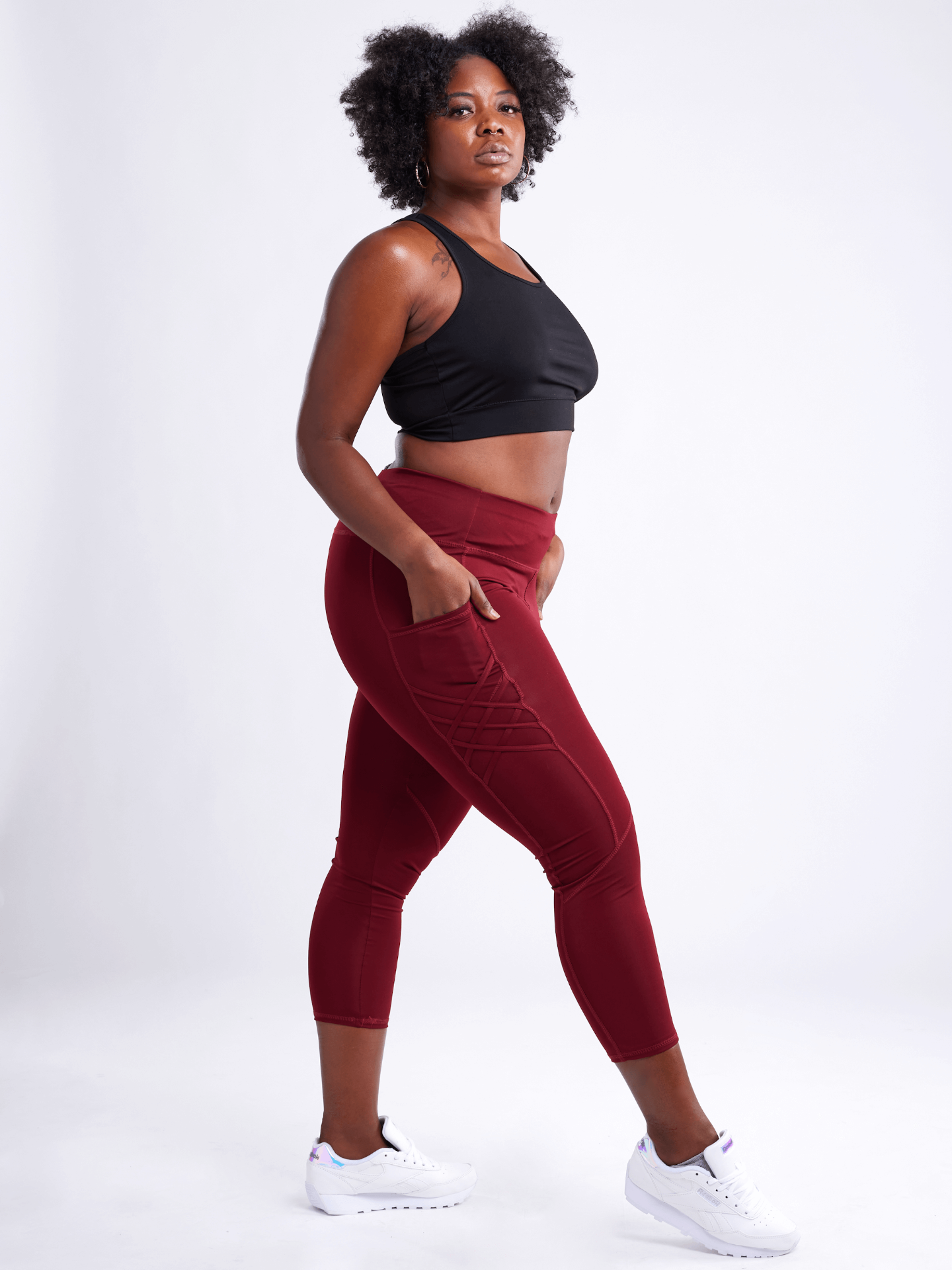 High-Waisted Criss-Cross Training Leggings with Hip Pockets