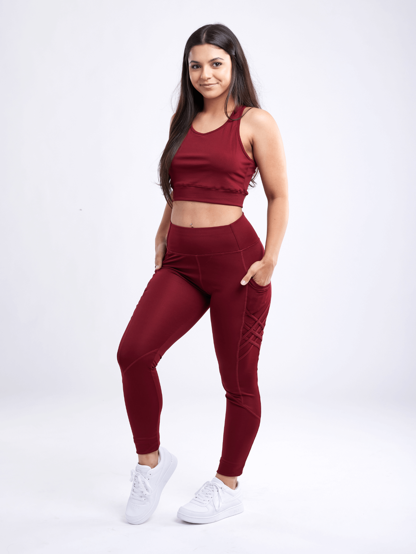 High-Waisted Criss-Cross Training Leggings with Hip Pockets