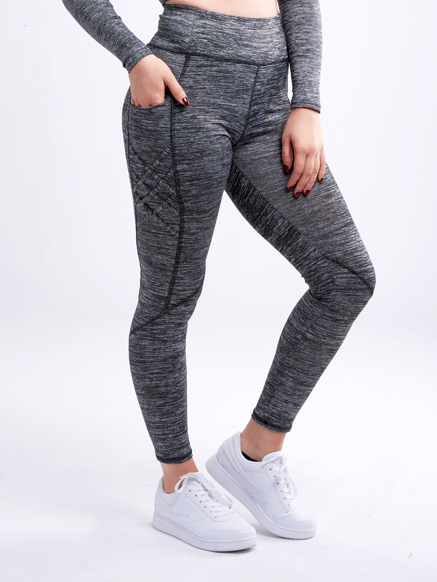 High-Waisted Criss-Cross Training Leggings with Hip Pockets