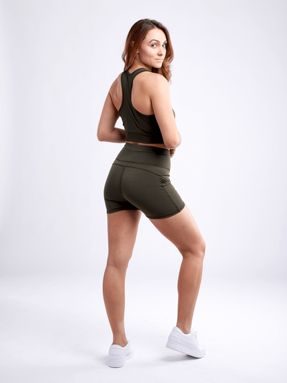 High-Waisted Athletic Shorts with Side Pockets