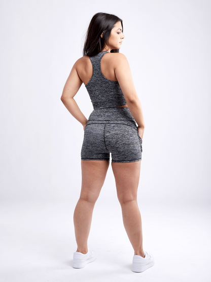 High-Waisted Athletic Shorts with Side Pockets