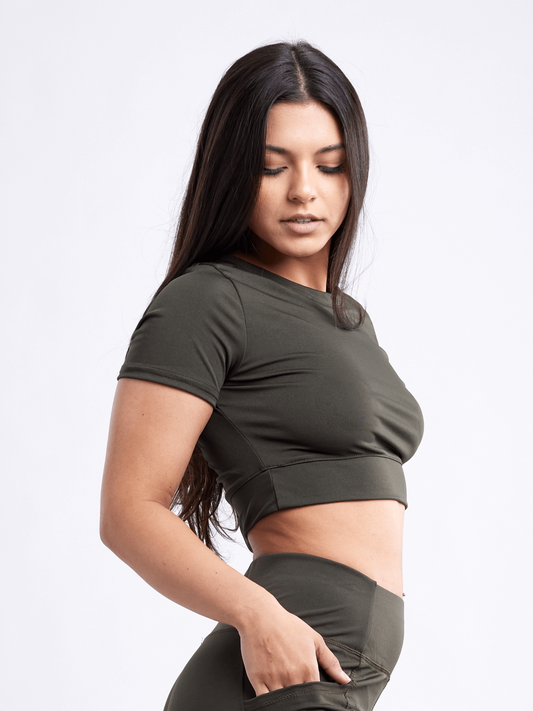 Sports short-Sleeve Crop Top