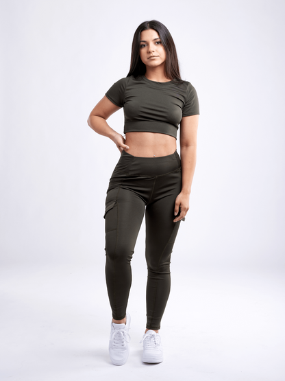 High-Waisted Leggings with Side Cargo Pockets