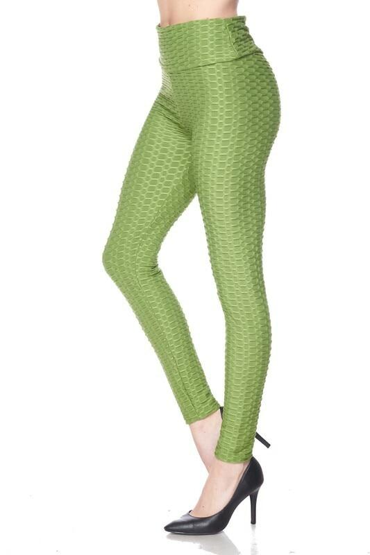 Kylie Scrunch Butt Anti Cellulite Honeycomb Texture Leggings Mint