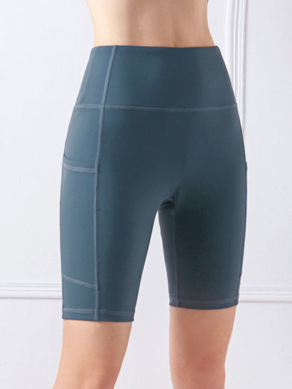 Pocketed High Waist Active Shorts