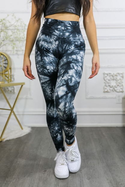 Tie Dye Wide Waistband High Quality Cotton Leggings