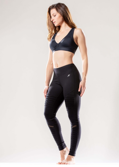 JupiterGear - Athletique Low-Waisted Ribbed Leggings with Hidden Pocket and Mesh Panels