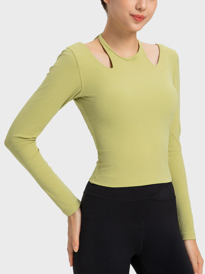 Halter Neck Long Sleeve Sporty Top