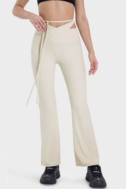 Tied Mid-Rise Waist Active Pants