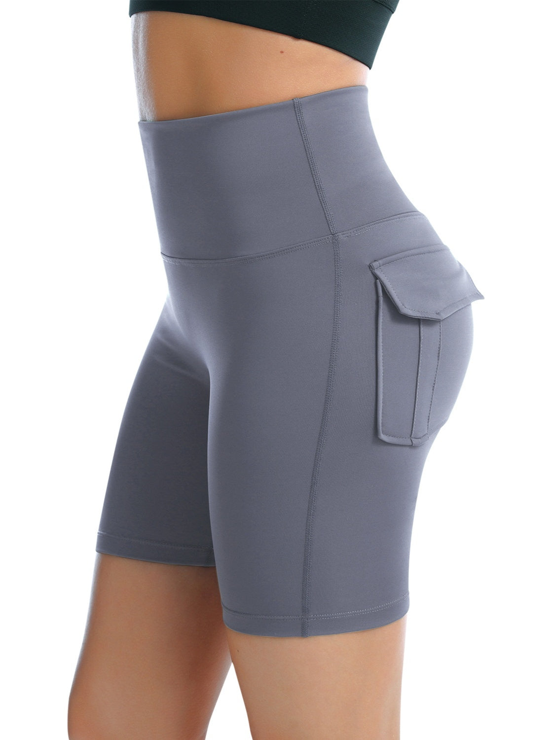 Pocketed High Waist Active Shorts