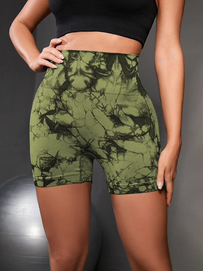 Tie-Dye High Waist Wide Waistband Active Shorts