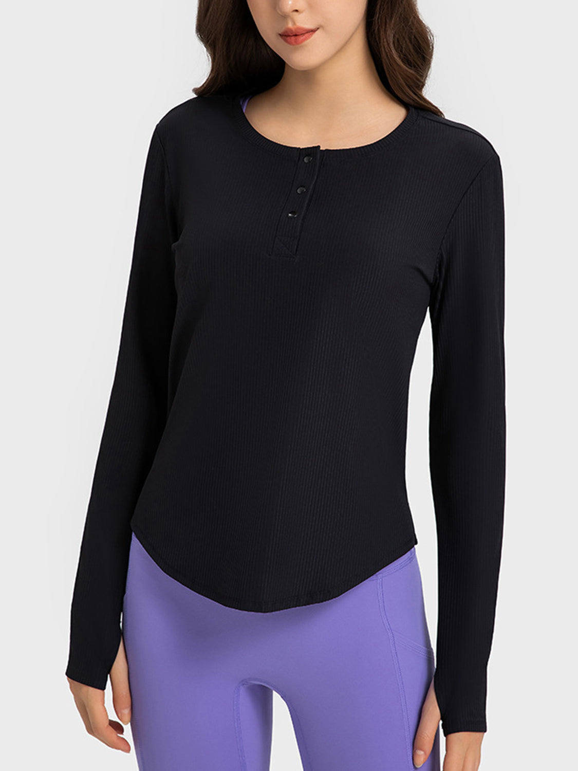 Round Neck Long Sleeve Sport Top