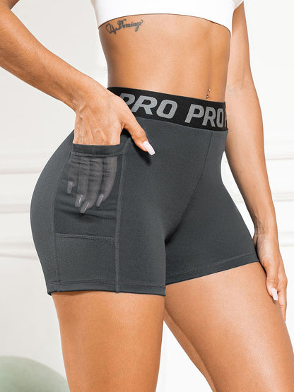 Elastic Waist Active Shorts with Pockets