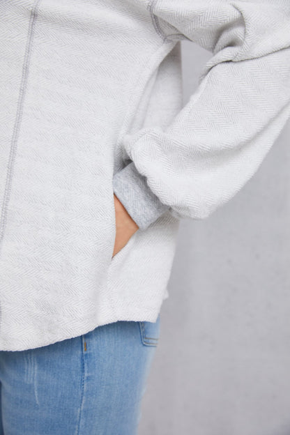 Relaxed Style with a Touch of Detail: Half Button Dropped Shoulder Sweatshirt