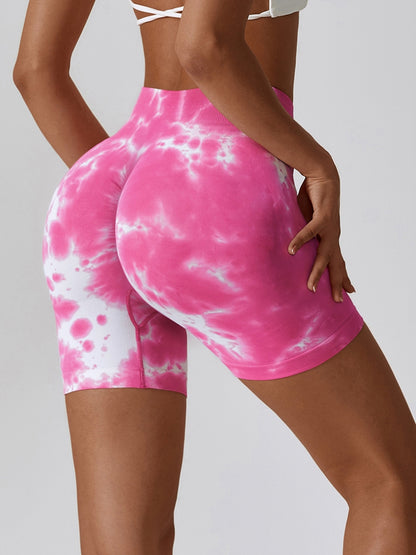 Tie Dye Wide Waistband Slim Fit Sports Shorts