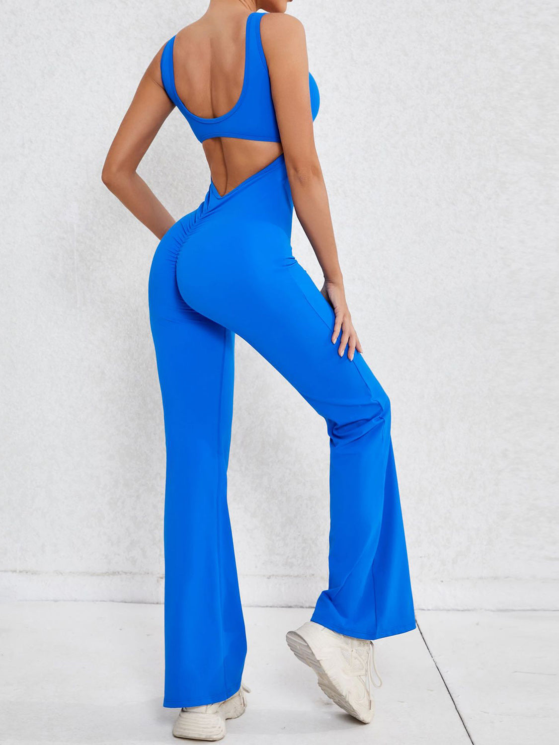 Cutout Wide Strap Scoop Neck Active Jumpsuit